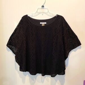 Allison Daley Black Poncho Overlay Top - PL